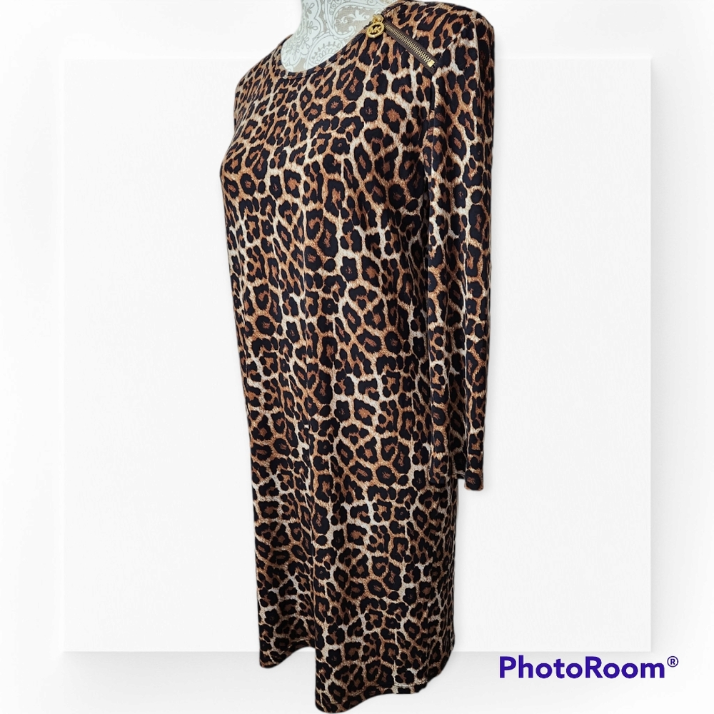 Michael Kors Leopard Print Dress With Logo size Large